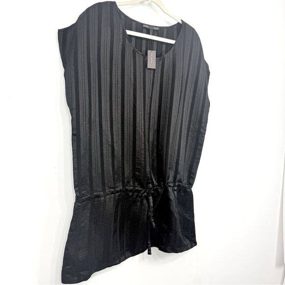 Forenza The Limited Black Sleeveless Shimmer Stripe Tunic Vest Top NEW - Picture 3 of 13